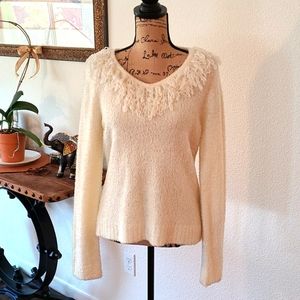 JM Collection fringe collar sweater.